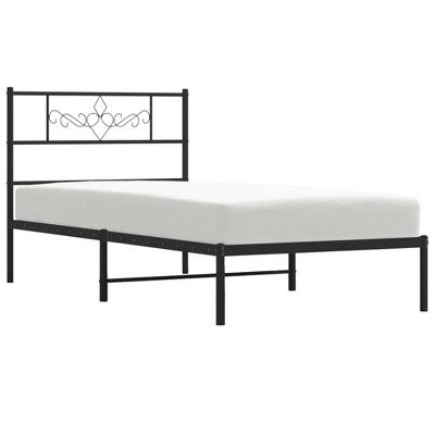 vidaXL Sturdy Steel Bed Frame with Headboard and Extra Storage Space - Elegant Design - Black
