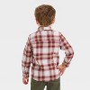 OshKosh B'gosh Toddler Boys' Plaid Woven Long Sleeve Flannel Shirt - Burgundy/Brown/Cream - 2 of 3