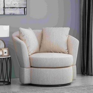 XIYUYEU Soft Fabric Swivel Barrel Accent Chair with Movable Pillow Backrests,Upholstered Swivel Living Room Chair for Living Room - 1 of 4