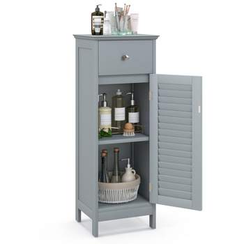 Dropship Bathroom Storage Cabinet, Tall Storage Cabinet With Two Drawers,  Open Storage, Adjustable Shelf, Grey to Sell Online at a Lower Price