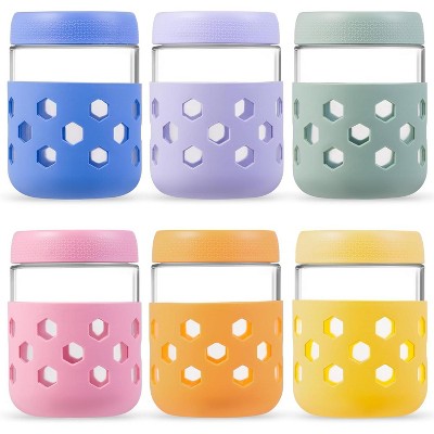6-Pack 16oz Glass Mason Jars with Silicone Sleeves, Airtight BPA-Free Overnight Oats Containers with Lids, Dishwasher Safe Jars for Pudding, Yogurt