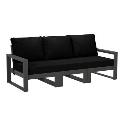 WestinTrends Montara Outdoor HDPE All-Weather Modern Deep Seating Patio Sofa with Waterproof Cushions