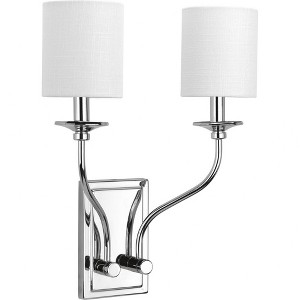 Progress Lighting Bonita 2-Light Wall Sconce, Brushed Nickel, Summer Linen Shade - 1 of 4