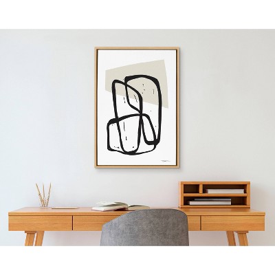 Entangled Neutral Abstract Canvas Print with Natural Frame