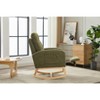 Vynxaria Series Cyan Polyester Rocking Chair Set of 1 with Adjustable Footrest High Backrest Side Pocket Solid Wood Legs Gentle Glide 300LB Support - 4 of 4