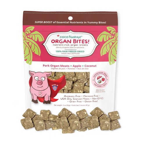 CocoTherapy Organ Bites! Pork Organs + Apples + Coconut - Raw Organ Meat Treat for dogs and cats (3 oz) - image 1 of 3