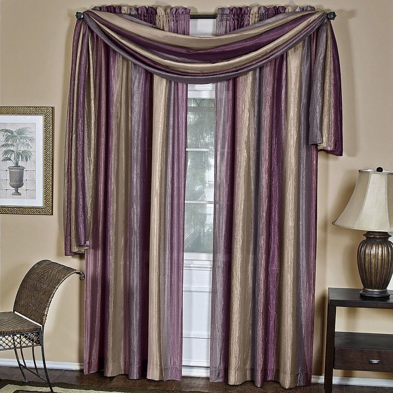 GoodGram Royal Ombre Crushed Semi Sheer Complete 3 Pc. Window Curtains & Scarf Set, 1 of 4