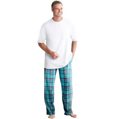 KingSize Men's Big & Tall Jersey Knit Plaid Pajama Set - Tall - 4XL, Black  Buffalo Check