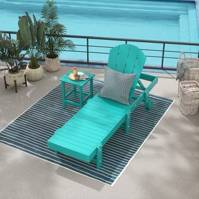 WestinTrends Malibu 2 Piece Adirondack Poly Reclining Chaise Lounge With Wheels