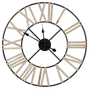 Northlight 24" Roman Numeral Battery Operated Round Wall Clock with Metal Frame - 1 of 4