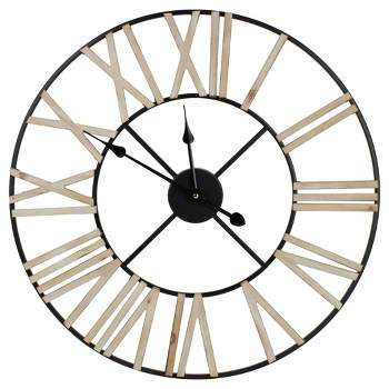 Northlight 24" Roman Numeral Battery Operated Round Wall Clock with Metal Frame
