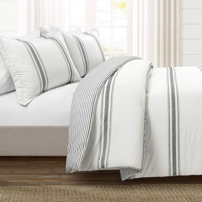 California King Dark Gray Cotton Reversible Comforter Set