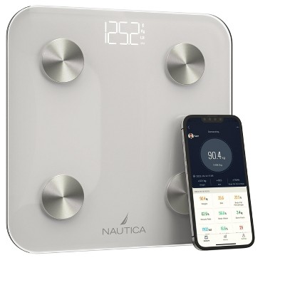 Nautica Body Tracker Digital Scale for Body Weight, Bluetooth-Enabled Smart Scale with BMI, Body Fat, Muscle Mass Tracking & More