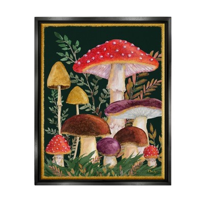 Stupell Industries Woodland Mushrooms Nature Framed Floater Canvas Wall Art