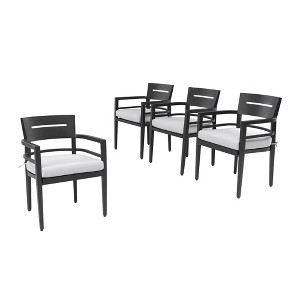 DOMETOUR 4Pcs Outdoor Patio Aluminum Stationary Dining Chairs with Outdoor-grade Fabric Cushions, Tapered Feet - 1 of 4