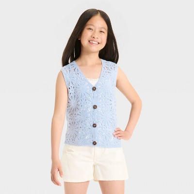 Girls' Open Work Sweater Vest - art class™
