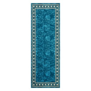 Washable Living Room Bedroom Bordered Geometric Area Rugs Indoor Contemporary Floor Carpet for Home Office - 1 of 4