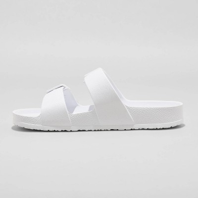 white slip on sandals womens