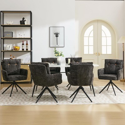 DYHOME Dining Chairs Set of 6, Mid Century Modern Swivel Dining Chairs with Arm, Upholstered Accent Chair for Kitchen Dining Living Room