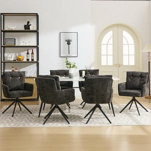 DYHOME Dining Chairs Set of 6, Mid Century Modern Swivel Dining Chairs with Arm, Upholstered Accent Chair for Kitchen Dining Living Room - 1 of 4