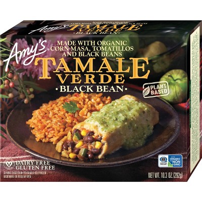 Amy's Organic Gluten Free Vegan Frozen Corn Masa, Tomatillos and Black Beans Tamale Verde - 9oz