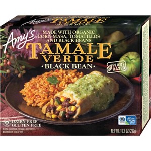 Amy's Organic Gluten Free Vegan Frozen Corn Masa, Tomatillos and Black Beans Tamale Verde - 9oz - 1 of 4