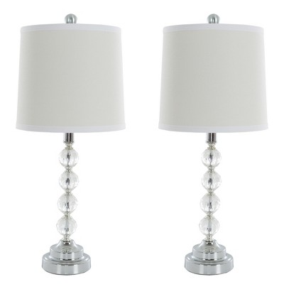 Hastings Home Faceted Crystal Ball Table Lamps - Set of 2