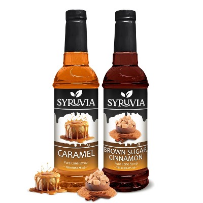 Syruvia Coffee Flavors Variety Pack: Caramel & Brown Sugar Cinnamon 25.4 fl oz Syrup