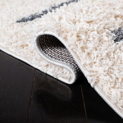 Ivory Square Hand-Knotted Easy-Care Shag Rug