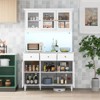 Tangkula 77" Tall Kitchen Pantry Storage Cabinet with LED Lights and Power Outlets - 2 of 4