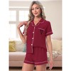 INSPIRE CHIC Women's 2 Pcs Heart Print Cute Short Sleeve Button Downs Shirt with Shorts Lounge Pajama Sets - 2 of 4