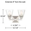 Regency Hill Mencino Modern Wall Light Satin Nickel Hardwire 12 3/4" 2-Light Fixture Clear Glass Shade for Bedroom Bathroom Vanity Living Room Hallway - 4 of 4
