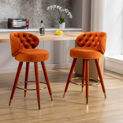 MOONMISS 2PCS 360 degrees Counter Height Bar Stools  for Kitchen Counter Solid Wood Legs with a fixed height
