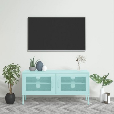 vidaXL TV Cabinet Mint Steel Compact Levelers TV Cabinet Rectangular