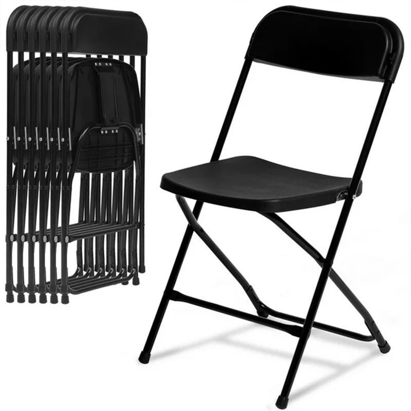 SKONYON 6 Pack Plastic Folding Chairs 350lb Capacity Portable Commercial Chair, Black, 1 of 8