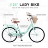 INFURNIC Bicycles 24" Single Speed Folding Lady Bike Durable Steel Frame Compact Design for Easy Storage and Commuting, Green, 62.99"*25.2"*37.8" - 2 of 4
