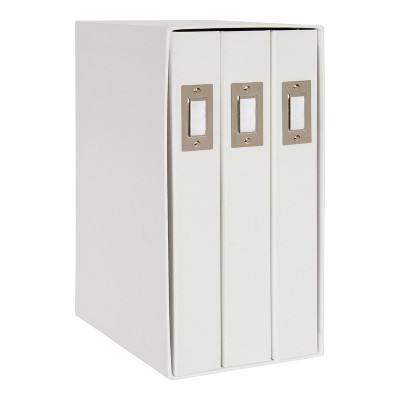6" x 13" Cydney Set of 3 Fabric Photo Albums in Display Box White - DesignOvation