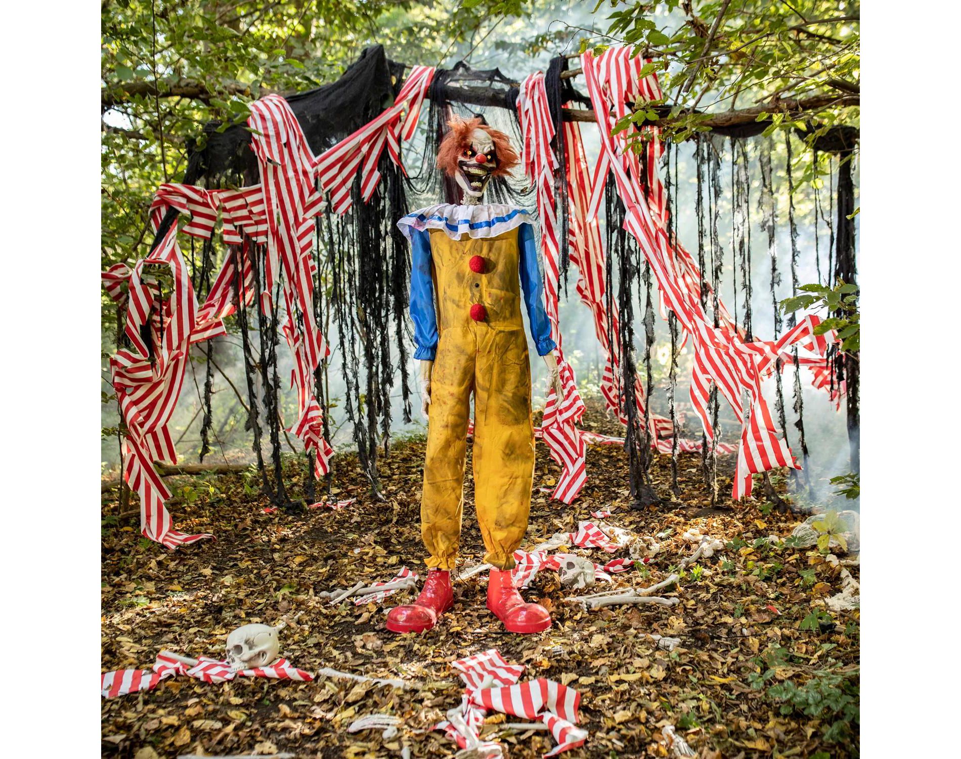 5 Ft. Animated Light-Up Twitching Clown Halloween Decoration