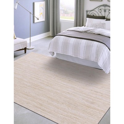 Handmade White Braided Jute Indoor Rug, Easy Care and Stain-resistant