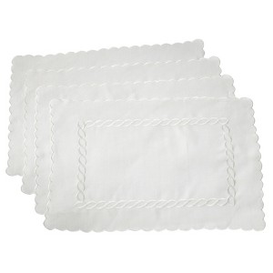 Saro Lifestyle Braided Embroidery Placemat, 14"x20" Oblong, White (Set of 4) - 1 of 3