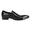 Santimon Men’s Snake Print Slip-On Dress Shoes with Silver Toe Cap Black - 3 of 4