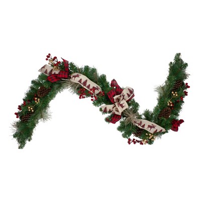 Northlight 6' x 12" Bows and Berries Artificial Christmas Garland - Unlit