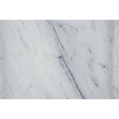 White Marble Top Black Metal Rectangular Accent Table