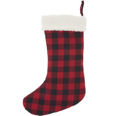 Mina Victory Home For The Holiday Red Checkered Plaid Stocking 17" x 10"