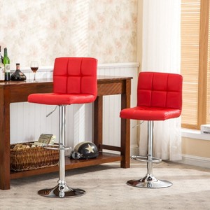 CAVINAS Swivel Barstools Set of 2, Height Adjustable Faux Leather Counter Height Bar Stool Chair with Back for Bar, Kitchen, Dining Room - 1 of 4