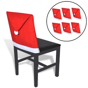 Aghana Digitals 6-Pack Red & White Polyester Felt Christmas Bobble Hat Chair Back Covers - 51x53cm, - 1 of 4