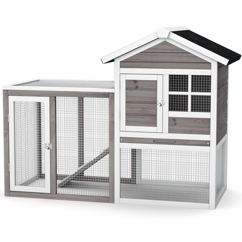 Costway Wooden Chicken Coop 2 story Rabbit Hutch Indoor Outdoor