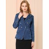 Allegra K Women's Regular Fit Casual Lapel Long Sleeve Denim Pockets Blazer - 3 of 4