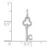 Black Bow Jewelry 14k White Gold, Hannah Collection, Mini Initial C Shamrock Key Charm - 4 of 4