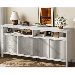 65.8 Inch Fluted Sideboard Buffet Cabinet with 4 Doors, Morden Kitchen Storage Cabinet with Fluted Door, Wood Sideboard Storage Cabinet - 1 of 4